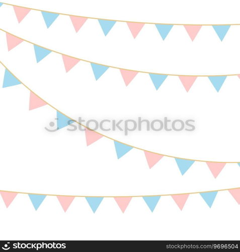 Party Background with Colorful Flags. Celebration Event, Birthday, Carnival flag garlands.