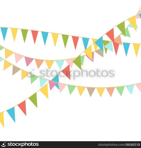 Party Background with Colorful Flags. Celebration Event, Birthday, Carnival flag garlands.