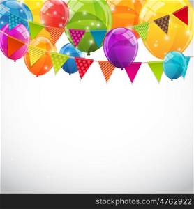 Party Background with Flags and Balloons Vector Illustration. EPS10. Party Background with Flags and Balloons Vector Illustration