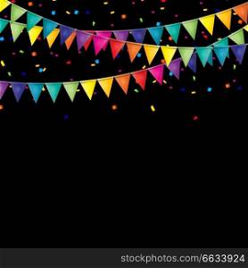 Party Background with Flags and Confetti Vector Illustration. EPS10. Party Background with Flags and Confetti Vector Illustration
