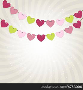 Party Background with Heart Shaped Flags Vector Illustration. EPS10. Party Background with Heart Shaped Flags Vector Illustration