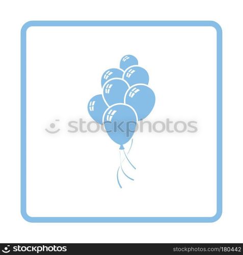 Party balloons and stars icon. Blue frame design. Vector illustration.