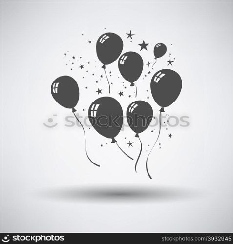Party balloons and stars icon on gray background with round shadow. Vector illustration.