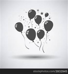 Party balloons and stars icon on gray background with round shadow. Vector illustration.