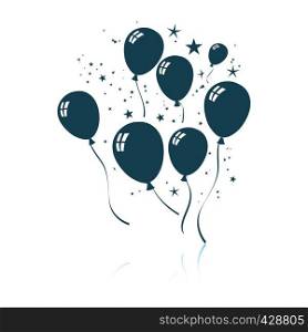 Party balloons and stars icon. Shadow reflection design. Vector illustration.