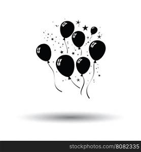 Party balloons and stars icon. White background with shadow design. Vector illustration.