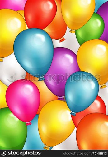 Party Balloons Background. Illustration of a background of carnival and holidays party balloons in seven colors