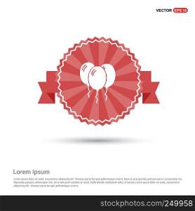 Party Balloons Icon - Red Ribbon banner