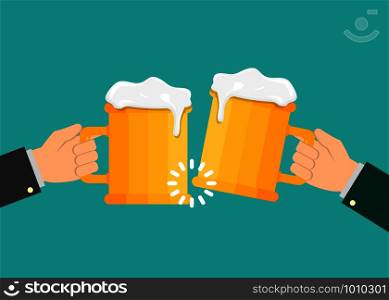party beer mug in hand in flat style. party beer mug in hand in flat