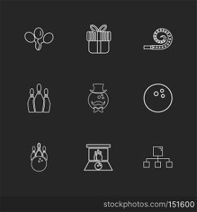 party , birthday , celebrations , anniversary , icon, vector, design,  flat,  collection, style, creative,  icons , cake , bounty , ballons, bowling , gift , money , 