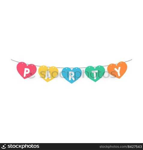 Party bunting flags. Colorful flags to hang at celebration parties.