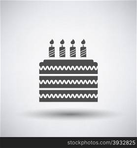 Party cake icon on gray background with round shadow. Vector illustration.
