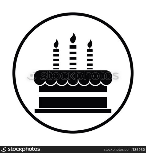 Party cake icon. Thin circle design. Vector illustration.