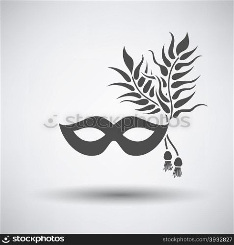 Party carnival mask icon on gray background with round shadow. Vector illustration.