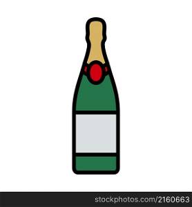 Party Champagne And Glass Icon. Editable Bold Outline With Color Fill Design. Vector Illustration.
