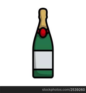 Party Champagne And Glass Icon. Editable Bold Outline With Color Fill Design. Vector Illustration.