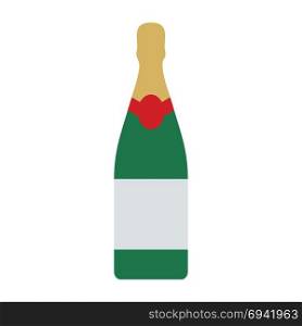 Party champagne and glass icon. Flat color design. Vector illustration.
