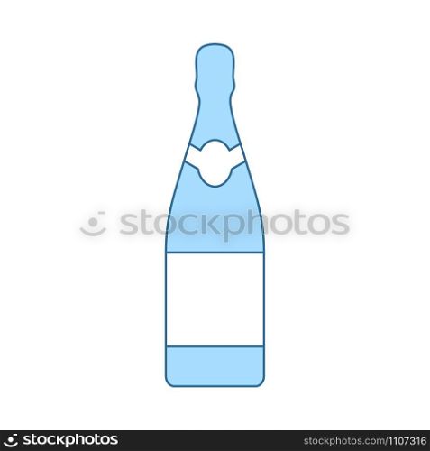 Party Champagne And Glass Icon. Thin Line With Blue Fill Design. Vector Illustration.