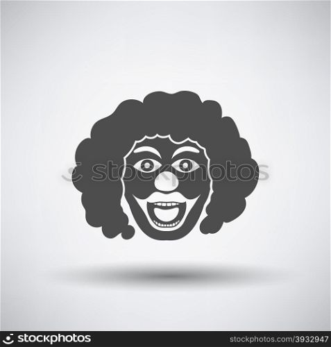 Party clown face icon on gray background with round shadow. Vector illustration.