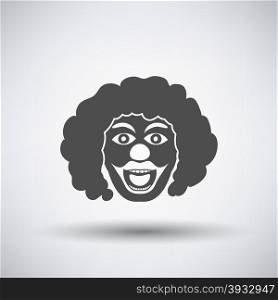 Party clown face icon on gray background with round shadow. Vector illustration.