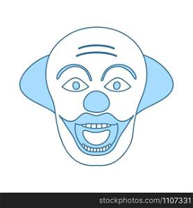 Party Clown Face Icon. Thin Line With Blue Fill Design. Vector Illustration.