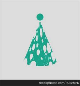 Party cone hat icon. Gray background with green. Vector illustration.