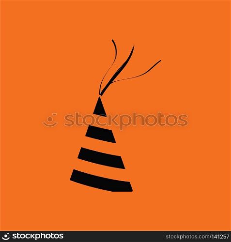 Party cone hat icon. Orange background with black. Vector illustration.