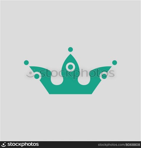 Party crown icon. Gray background with green. Vector illustration.