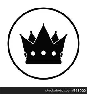 Party crown icon. Thin circle design. Vector illustration.