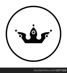 Party crown icon. Thin circle design. Vector illustration.