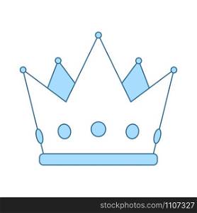 Party Crown Icon. Thin Line With Blue Fill Design. Vector Illustration.