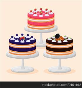 Party dessert cake set illustration, this treats will create a pleasant and delicious atmosphere, simple cute fun and elegant vector design.