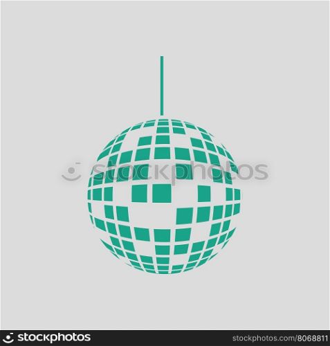 Party disco sphere icon. Gray background with green. Vector illustration.