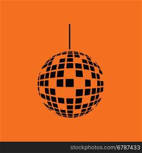 Party disco sphere icon. Orange background with black. Vector illustration.