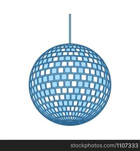 Party Disco Sphere Icon. Thin Line With Blue Fill Design. Vector Illustration.
