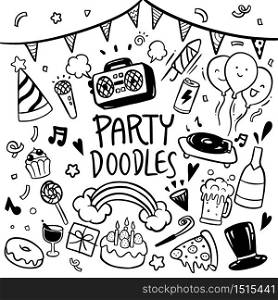 Party doodles hand drawn vector