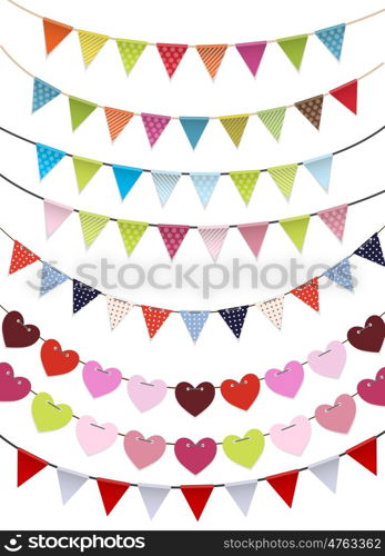 Party Flags Garland Set Vector Illustration EPS10. Party Flags Garland Set Vector Illustration