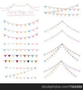 Party flags set isolated on white background. Vector illustration.