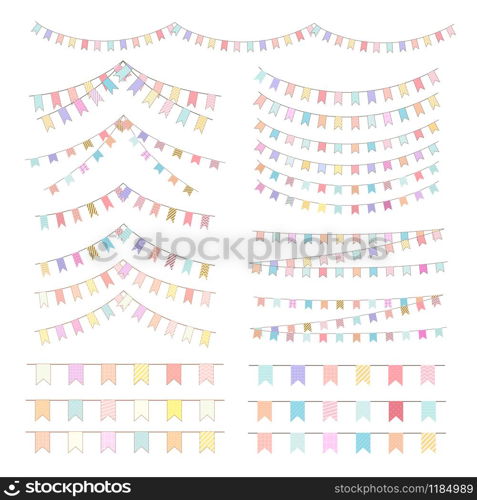 Party flags set isolated on white background. Vector illustration.