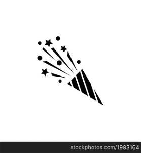Party Flapper, Confetti Popper. Flat Vector Icon illustration. Simple black symbol on white background. Party Flapper, Confetti Popper sign design template for web and mobile UI element. Party Flapper, Confetti Popper Flat Vector Icon