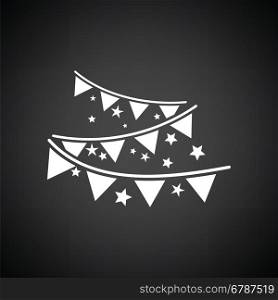 Party garland icon. Black background with white. Vector illustration.