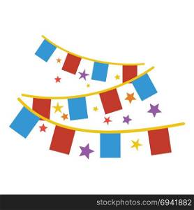 Party garland icon. Flat color design. Vector illustration.
