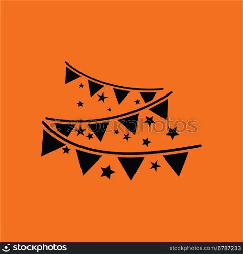 Party garland icon. Orange background with black. Vector illustration.