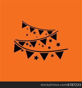 Party garland icon. Orange background with black. Vector illustration.
