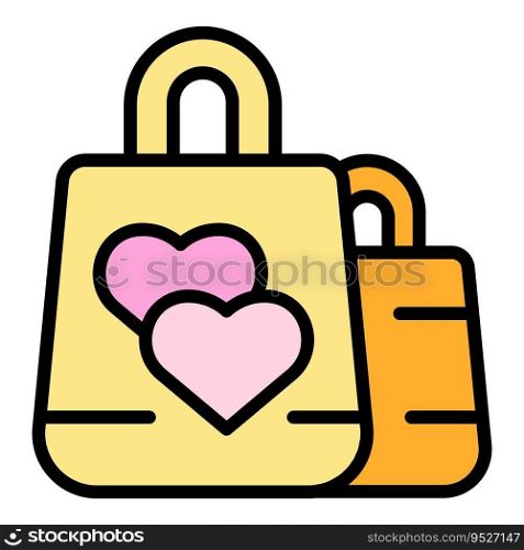 Party gift bags icon outline vector. Special marriage. Event service color flat. Party gift bags icon vector flat