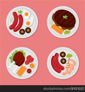 Party grilled food barbecue in flat illustration collection, this treats will create a pleasant and delicious atmosphere, simple cute fun and elegant vector design.