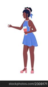 Party guest having fun at national holiday semi flat color vector character. Standing figure. Full body person on white. Simple cartoon style illustration for web graphic design and animation. Party guest having fun at national holiday semi flat color vector character