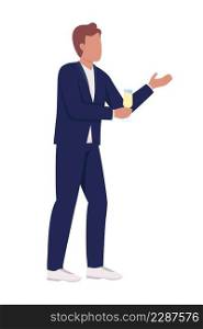 Party guest in dinner jacket semi flat color vector character. Standing figure. Full body person on white. Festive celebration simple cartoon style illustration for web graphic design and animation. Party guest in dinner jacket semi flat color vector character