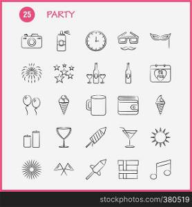 Party Hand Drawn Icon for Web, Print and Mobile UX/UI Kit. Such as: Calendar, Birthday, Date, Year, Juice, Drink, Glass, Party, Pictogram Pack. - Vector
