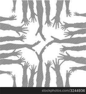 party hand silhouettes made from lines